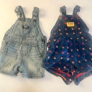 Vintage OshKosh B'gosh Light Blue and Dark Blue Kids Overalls